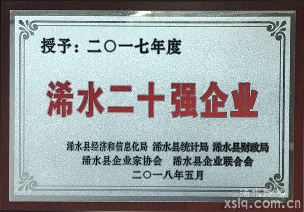 2017年度：浠水二十強企業(yè)