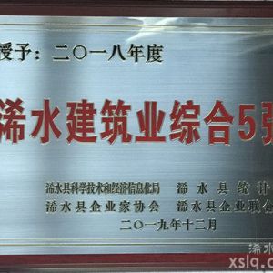 2018年度：浠水建筑業(yè)綜合5強